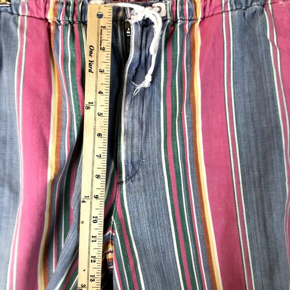 Vintage 90s Cross Colours Striped Shorts Multi Color Preppy HipHop Retro Size 36 - Picture 5 of 7